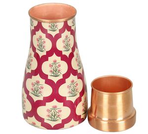 Botella de agua de cobre puro impresa personalizada al por mayor de venta superior con tapa a bajo precio de la India - Product Image 2