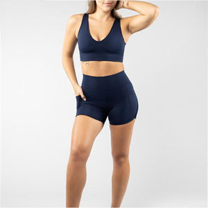 Shorts Deportivos para Mujer, para Correr, Fitness, Gimnasio, Cintura Elástica, Lona Sólida, Poliéster/Algodón, para Yoga - Product Image 4