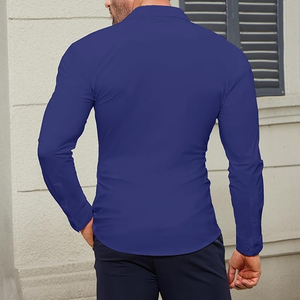 Respirant FIL TEINT Chemises pour hommes Chemise habillée pour hommes Coupe régulière Stretch Tache Shield Boutonné Homme Chemise - Product Image 5