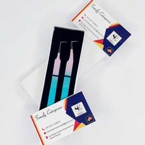 Pinzas Somofy Enterprises de Acero Inoxidable para Extensión de Pestañas, 90 Grados, 10 mm de Longitud, Punta Serrada, Duraderas, Precisión, con Logotipo - Product Image 1