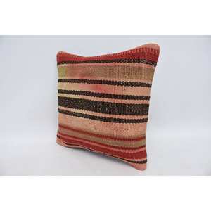 Almohada Kilim Patchwork de lana multicolor Diseño tejido de 14x14 pulgadas con patrón vintage - Product Image 4