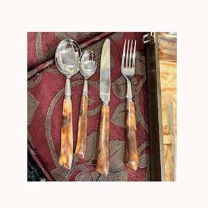 Acero inoxidable plata espejo pulido con hueso dos tonos diseño mango cubiertos vajilla - Product Image 1