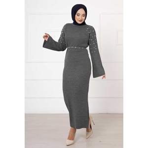 เดรสไข่มุกเปิดไหล่สีเทา - Product Image 5