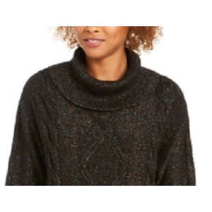Maglione da Donna Charter Club con Collo Alto e Maniche Lunghe Glitterato Nero Disponibile nelle Taglie Petite e Medium per uno Stile Casual Invernale - Product Image 2