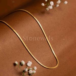 Sleek Gold & 925 Sterling <b>Silver</b> Square <b>Box</b> <b>Chain</b> Contemporary Minimalist Necklace for Everyday Elegance and Gift Occasions - Product Image 5