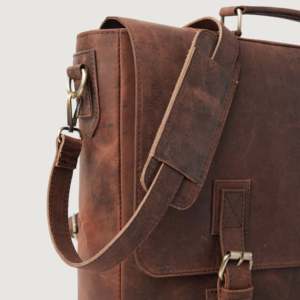 Men's Vintage Distressed Brown Leather Messenger Bag - Product Image 6