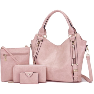 Ensemble de sacs à main pour femmes en cuir PU 4 pièces Sac à bandoulière Sac à bandoulière Portefeuille Porte-monnaie Sacs à main tendance pour femmes - Product Image 3
