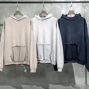 Jersey unisex para hombre, sudaderas con capucha para otoño de manga larga, sudaderas de lana de algodón de gran tamaño, ropa de calle con lavado ácido, sudaderas con bolsillos básicos - Product Image 4