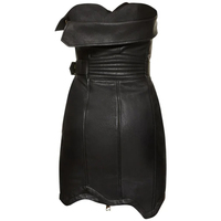 Robe longue droite d'été sexy sans manches en similicuir PU noir respirante, infroissable, écologique, naturelle et antistatique