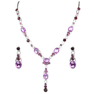 Conjuntos de joyería fina Urthn-Collar chapado en rodio de piedra austriaca púrpura 1102824 - Product Image 1