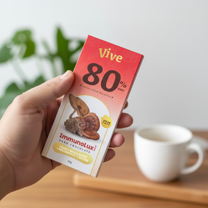 Vive ImmunoLux Sugar-Free 80% Dark <b>Chocolate</b> Bar with Tiger's Milk Mushroom & Reishi 55g Bulk - Product Image 3
