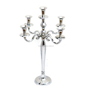 Five Arms <b>Silver</b> Plated Handmade Decorative Candelabra Candle Holder for Home Decorative Wedding and Party Decoration - Product Image 1