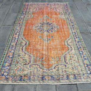 พรมวินเทจ ขนาด 5.3x8.7 ฟุต สีส้ม พรมขนสัตว์สไตล์โอเรียนทัล - Product Image 1