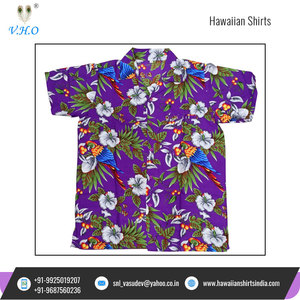 Vente en gros de chemises hawaïennes pour hommes, en coton, de meilleure qualité, imprimé cerise et perroquet, articles de plage, à bas prix - Product Image 5