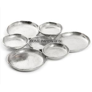Simple Standard Designer Royal Look Aluminum Casted Silver Color Shiny Polished 7 Compartments Dry Fruits Serving Metal <b>Tray</b> - Product Image 1