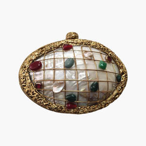 Pochette classique en laiton nacre avec finition dorée mariage avec superposition de nacre scintillante pour les fêtes - Product Image 6