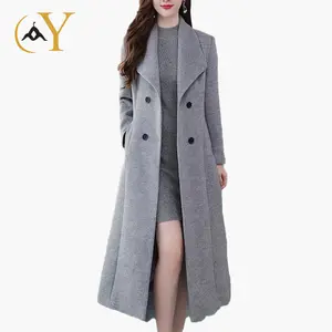 Abrigo largo de invierno de ropa de mujer de manga larga con logotipo personalizado para damas 2024