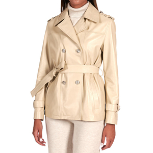 Veste en cuir d'hiver pour femme de haute qualité OEM, respirante, couleur unie avec fermeture éclair, taille XL, teinte, vente en gros - Product Image 3