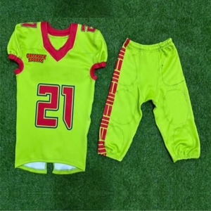 Ensemble d'uniformes de football américain à sublimation personnalisée de haute qualité Uniformes de football américain en polyester et ensembles de pantalons intégrés - Product Image 4