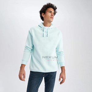 Directo de fábrica al por mayor 300gsm 80% Algodón sólido Regular Fit clásico en blanco pulóver Sudadera con capucha logotipo personalizado bordado térmico hombres - Product Image 4