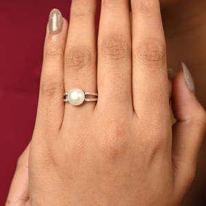 Anillos de Plata de Ley 925 de Primera Calidad para Mujer, Chapados en Rodio con Diamante de Corte Princesa y Perla, Anillo de Joyería para Hombre - Product Image 4