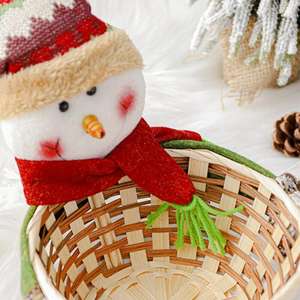 Paniers tissés à la main Art Déco Design de Noël Panier tissé décoratif et cadeau de Noël bonhomme de neige - Product Image 2
