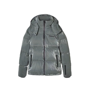 Chaqueta acolchada con capucha térmica brillante para hombre, abrigo de invierno aislado, chaqueta acolchada resistente al agua, fabricante exportador - Product Image 6