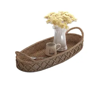 Unique Woven Style Seagrass Tray Serving Food Kitchen Storage Decorative Tray Wholesale From Vietnam