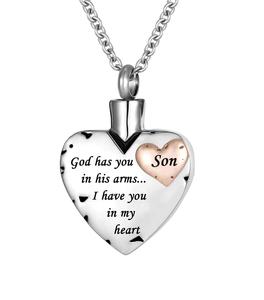 สร้อยคอจี้ที่ระลึกลูกชายขนาดสั่งทำได้โกศโลหะรูปหัวใจคู่โกศมีคุณอยู่ในอ้อมแขนของเขาฉันมีคุณอยู่ในเหมือง - Product Image 4