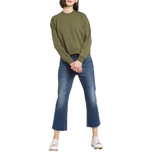 Sudadera ligera de punto de rizo pesado lavado con cuello redondo y logotipo personalizado para mujer - Product Image 5