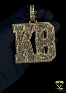 Pendentif lettre en couches coupe émeraude VVS Lab Grown Glacé Lettre de l'alphabet personnalisé Pendentif Hip Hop en argent sterling 925 - Product Image 4