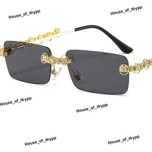 Lunettes de soleil à monture plaquée rhodium avec pierre scintillante, design rectangulaire élégant, accessoire de mode parfait pour les hommes et les femmes - Product Image 2