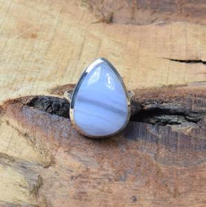 925 Sterling Silver <b>Rings</b> Blue Lace Agate Girls Fashion <b>Statement</b> <b>Rings</b> <b>for</b> <b>Women</b> Blue Lace Agate Jewelry Handmade <b>Rings</b> Jewelry - Product Image 4