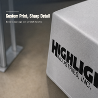 Housse de table extensible en polyester tricoté sur mesure de 6 pieds ou 8 pieds avec impression de logo pour la publicité en salon professionnel