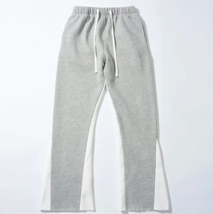 2025 personnalisé haute qualité Baggy gris pantalons de survêtement pour hommes grande taille Baggy gris Flare pantalon nouveau Design plat avant peint décoration - Product Image 5