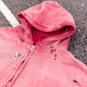 Vêtements doux et confortable coupe régulière sweat à capuche zippé en bas quantité minimale de commande nouveauté hommes blanc plaine coupe régulière sweats à capuche vintage - Product Image 6