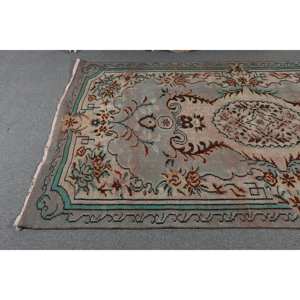 Alfombra turca Vintage Beige Marrón 5,4X9,1 FT Tejido plano de lana con patrón de retazos para decoraciones de sala de estar o uso en el pasillo - Product Image 3