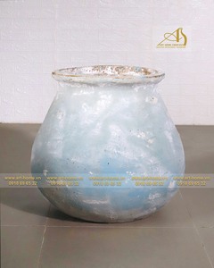 Modern AT076H60TMA Teal Matt <b>Antique</b> Ceramic Flower Pot by Art-home Ceramics <b>for</b> Home <b>Garden</b> Hotel Mini Landscape Decoration - Product Image 3