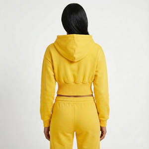 Sweat-shirts à capuche courts pour femmes en molleton de coton lourd sur mesure OEM, taille large, style élégant, épaules tombantes, pull à capuche court - Product Image 3