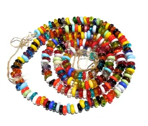 Macramé colorido cristal Murano y cuentas de vidrio 4mm 8mm 10mm Negro Azul suelto plano pequeño vidrio para fabricación de joyas rodillo de cuervo - Product Image 4