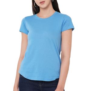 T-shirt d'été pour femme en coton 100% tricoté à col en V, manches courtes, streetwear, respirant, coupe ample, broderie, impression numérique - Product Image 4