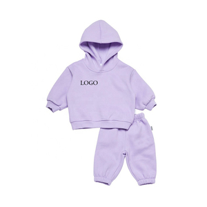 Nouveaux vêtements haute qualité unisexe polaire couleur unie Sport costume deux pièces bébé enfants survêtement - Product Image 4