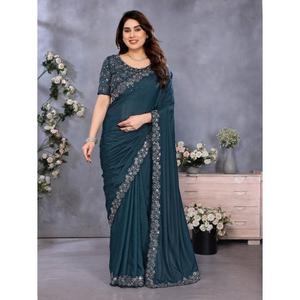 Magnifique collection de saris en soie géorgette douce à séchage rapide, ornée de motifs miroir, pour les fêtes et les cérémonies de remise de diplômes - Product Image 1