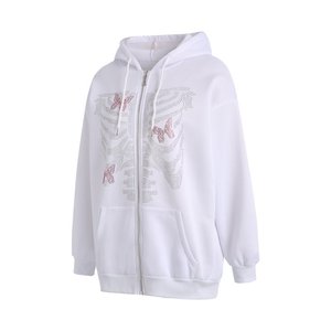 Sweats à capuche à manches longues avec fermeture éclair et strass, de haute qualité, à la mode, Style Oem - Product Image 4
