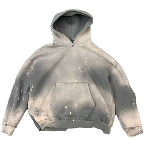 Sweat-shirts à capuche vintage en coton 100% pour hommes, lavage à l'acide noir, surdimensionnés, hip-hop, décontractés, pull à capuche - Product Image 1