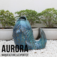 Pot de fleurs décoratif en céramique émaillée en forme de poisson avec trou de drainage pour jardin et usage extérieur domestique – Prix compétitif