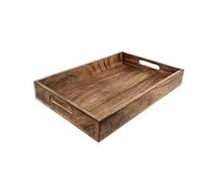 <b>Set</b> of 2 Wooden Tray Tabletop Food <b>Serving</b> Tray for Hotel Wedding and Table Ware Accessories for Wholesale Suppliers - Product Image 3