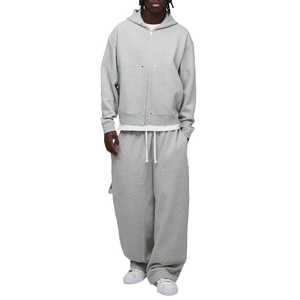 High Quality Heavyweight 340gsm <b>Oversized</b> Drawstring Hooded Casual Hoodies <b>Joggers</b> Sets Unisex Tracksuit Cotton Sweatsuit Baggy - Product Image 5