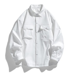 Nuevas llegadas Mujer Camisa Abrigo Otoño Manga larga Mujer Abrigo Casual Chaqueta impermeable Parejas Chaqueta suelta estilo motocicleta - Product Image 1