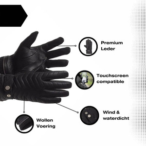 Gants en cuir de chèvre pour hommes Mason avec doublure en laine, poignet réglable, antistatiques, antidérapants, durables, compatibles écran tactile, pour conducteurs et mode - Product Image 6